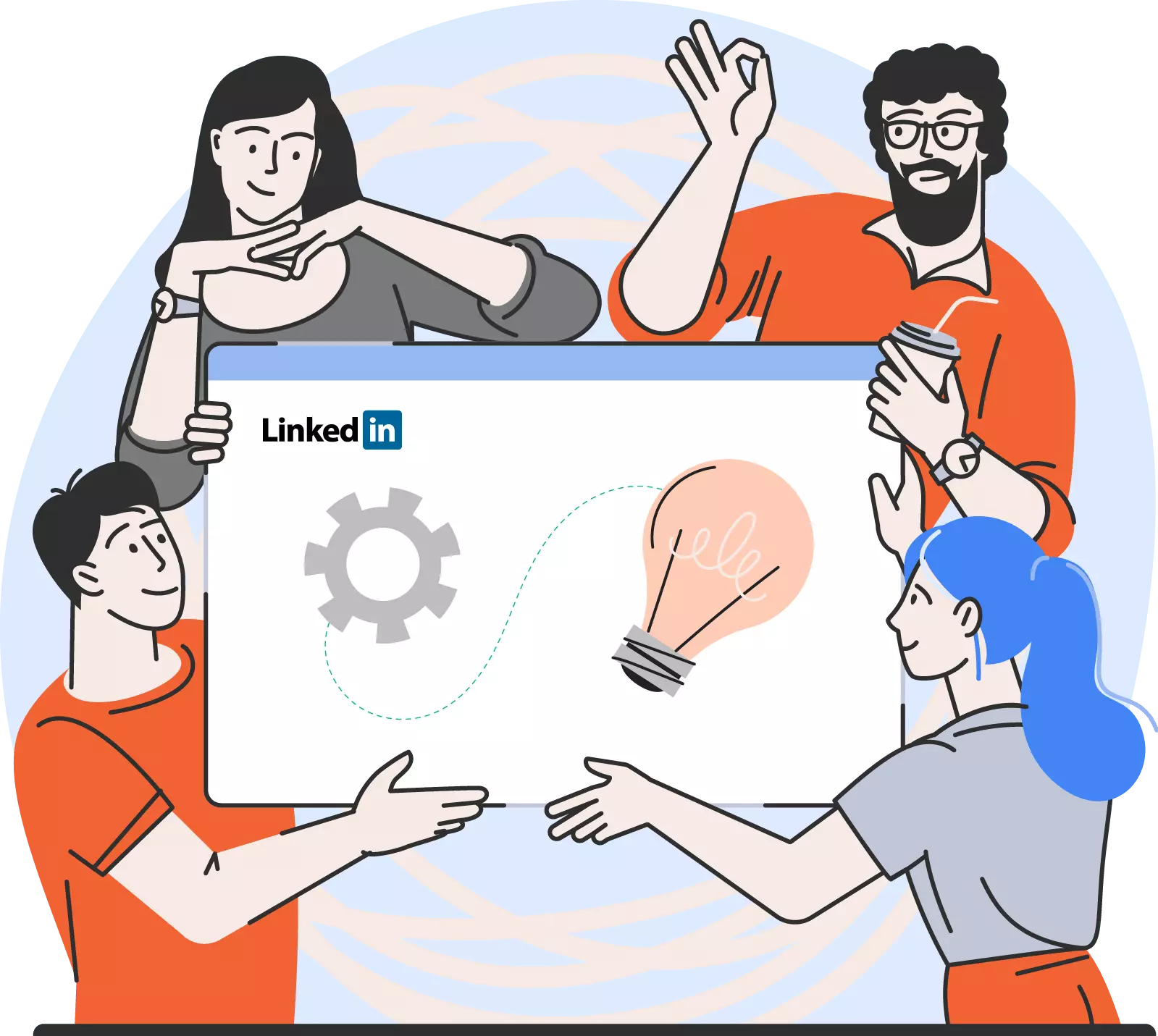 LinkedIn tools - 4-people-with-bulb-in-between