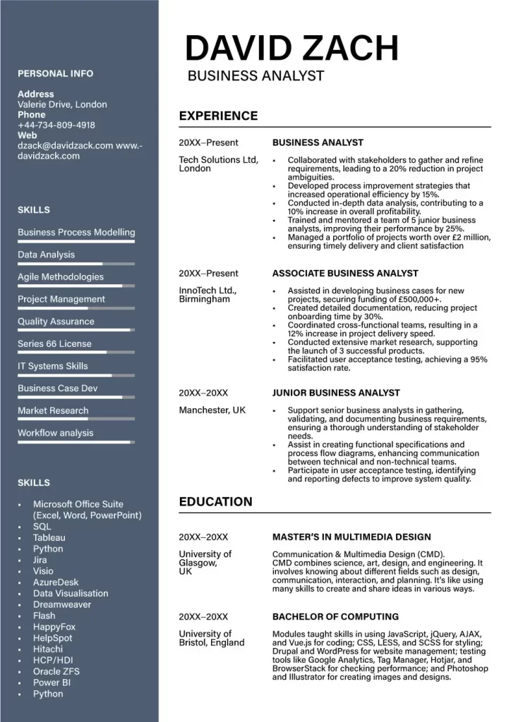 Business Analyst UK CV Format 1