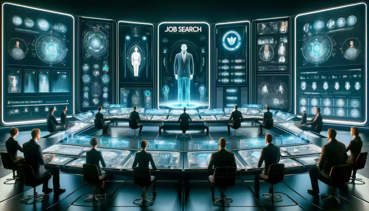 Strategy: high-tech team analyzing career data screens