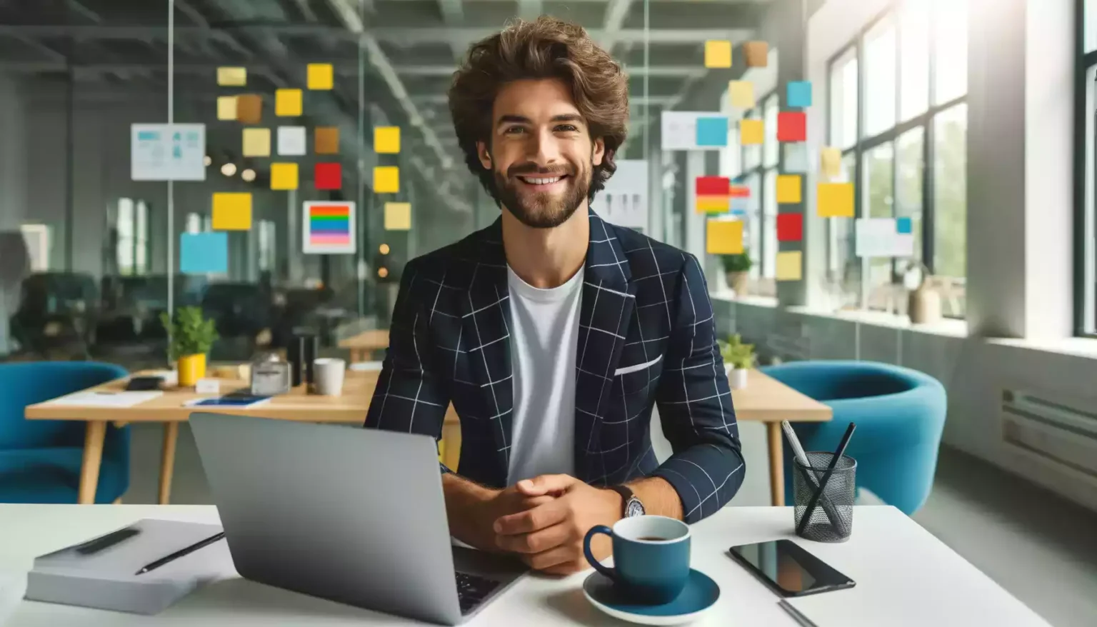 Smiling professional highlighting work experience in resume