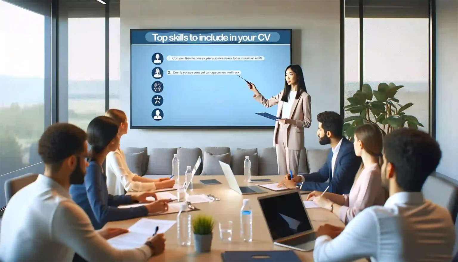 Presenter explaining valuable skills to include in CV