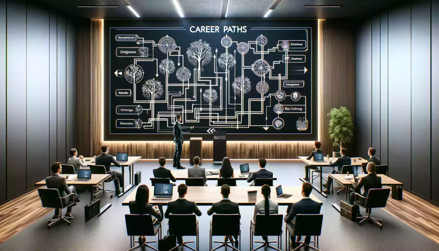 A man teaching 'how to define your career path'