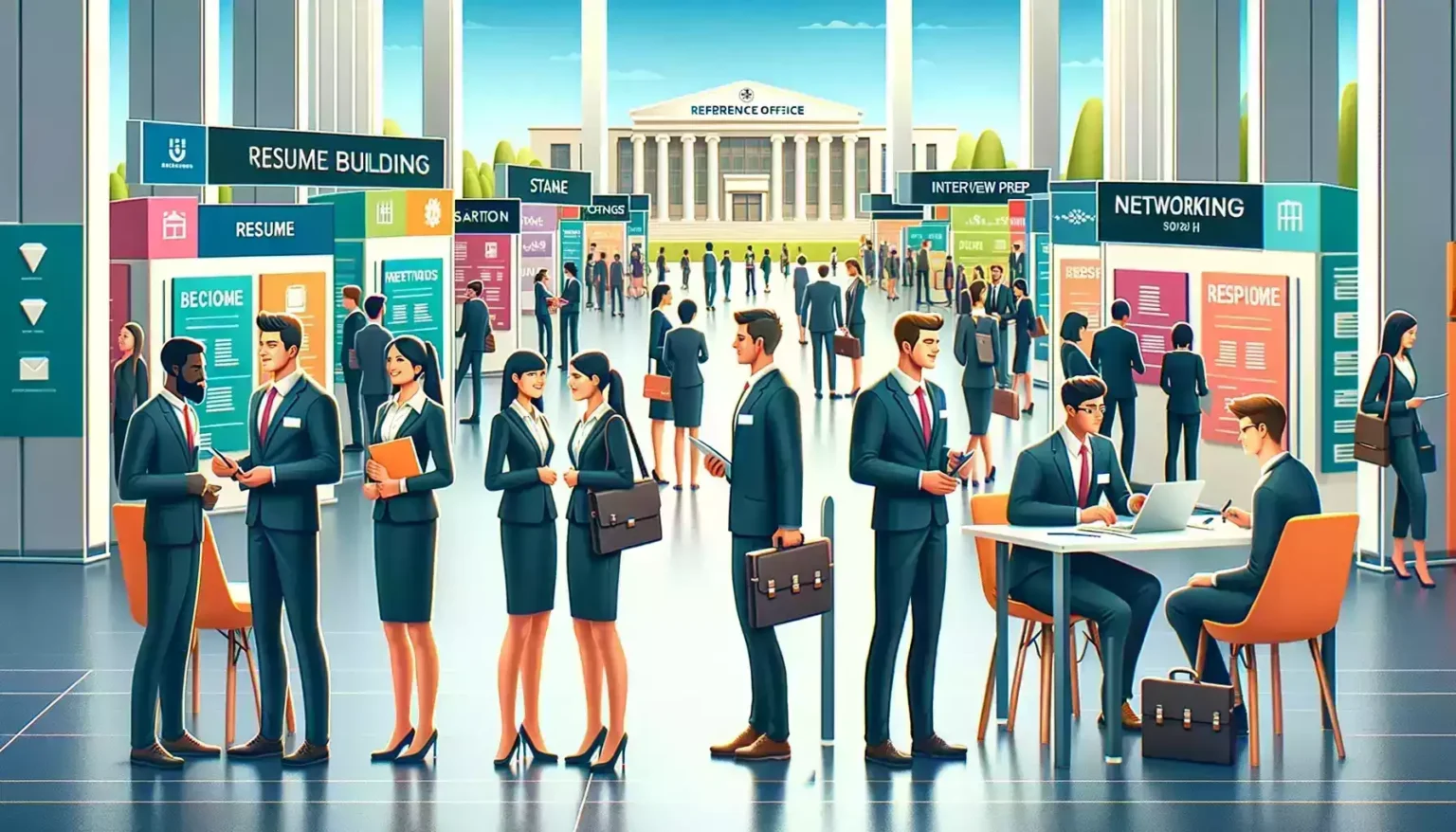 Networkers discussing 'How to get a job after graduation'