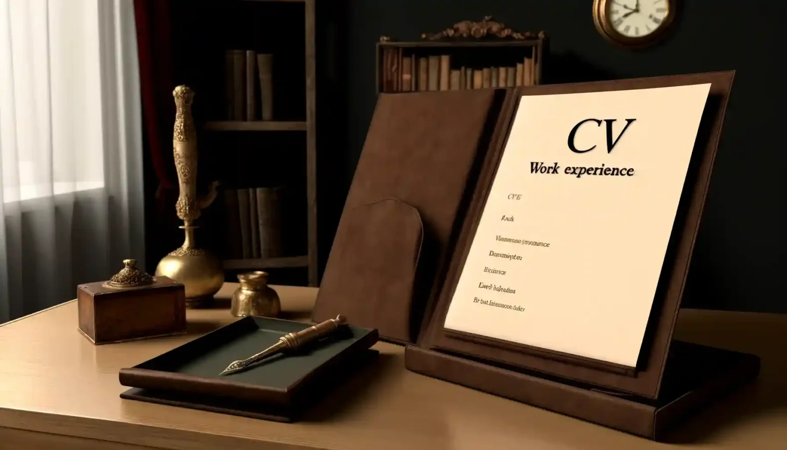 Classic desk highlighting a CV’s work experience section