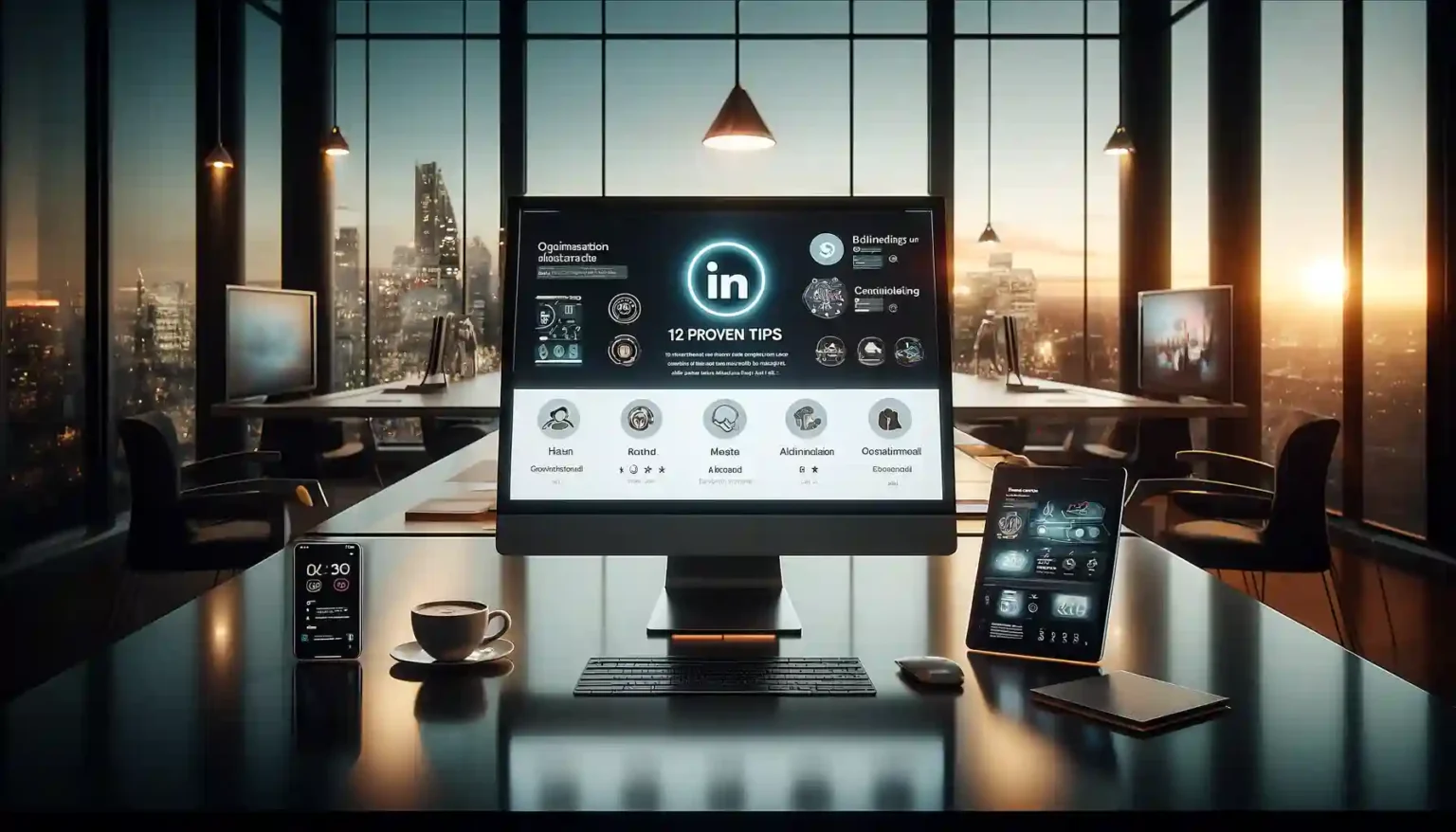 Screen displaying tips for LinkedIn profile optimisation