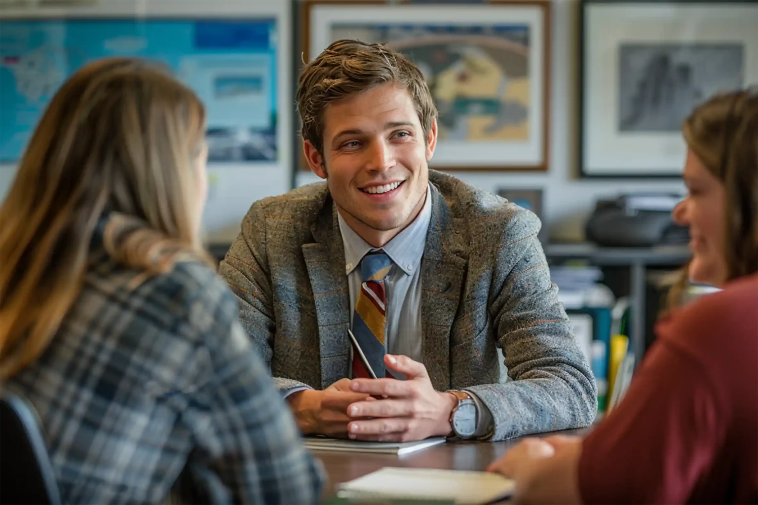 Smiling professional shows examples of soft skills