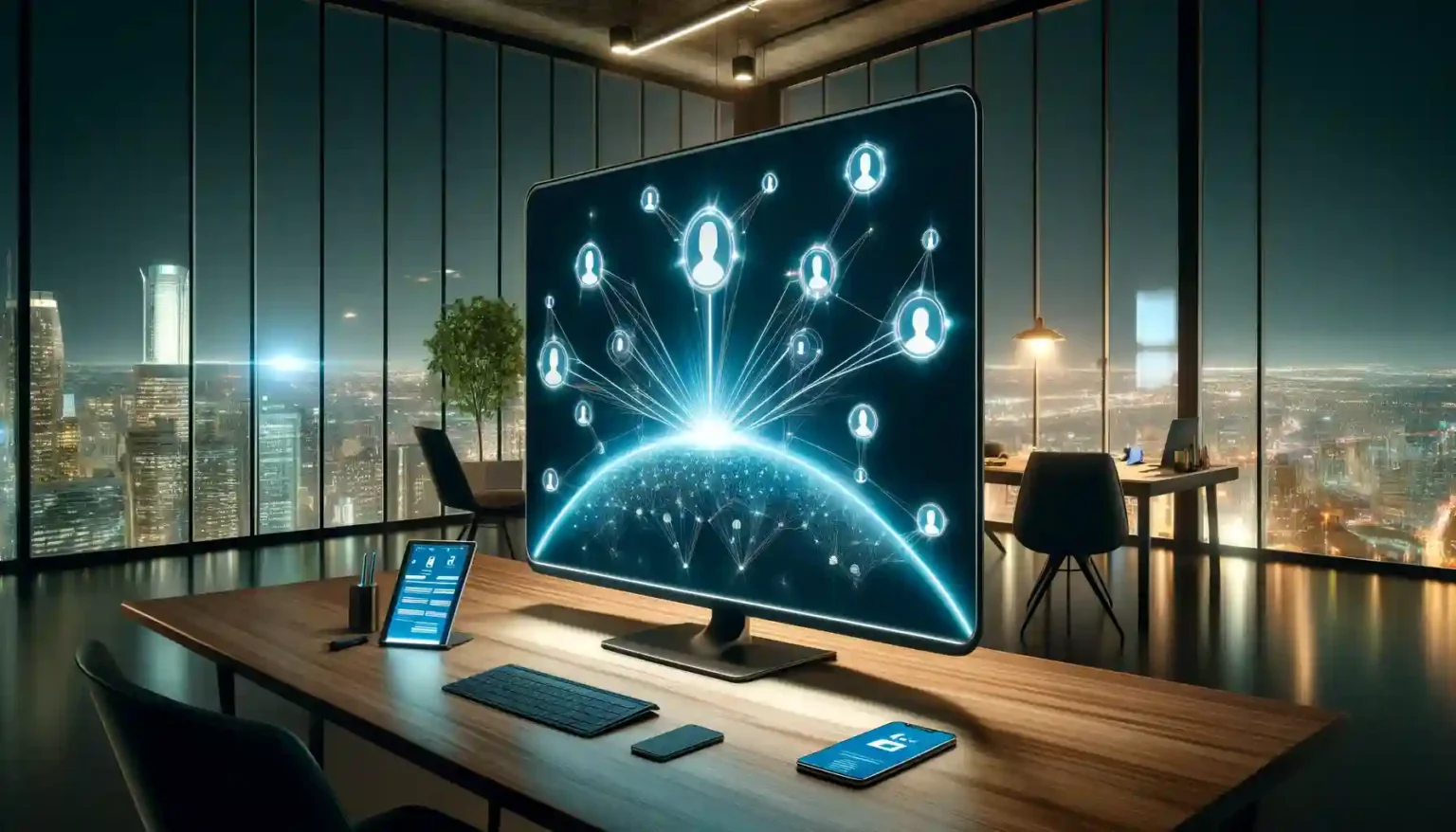 Modern office screen displays how to connect on LinkedIn