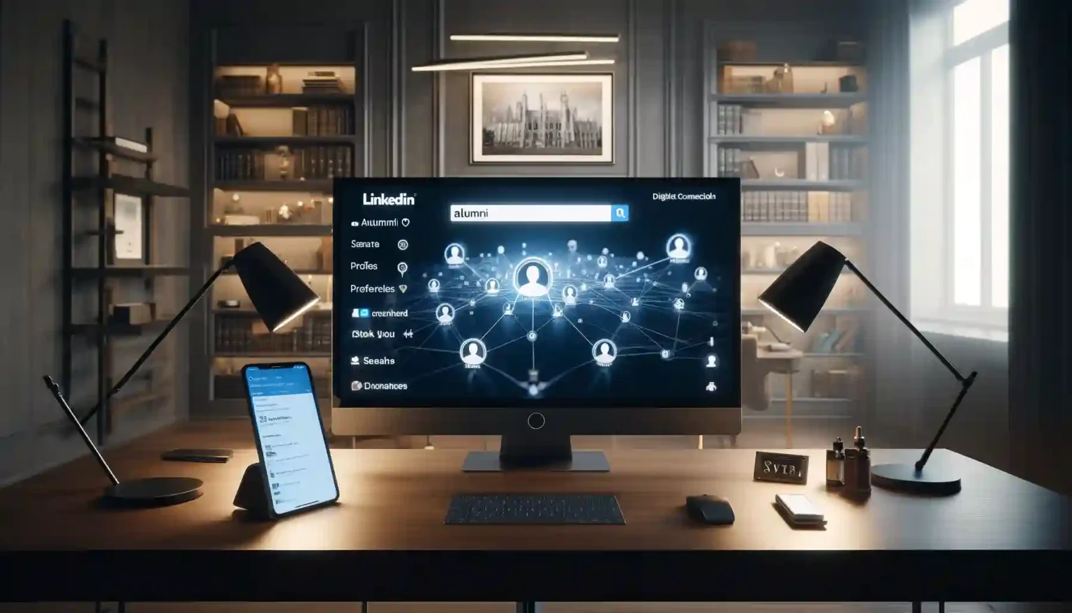 Desktop screen showing university alumni LinkedIn results