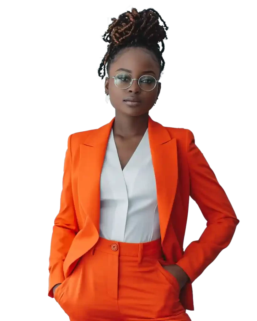 A beautiful young black woman on orange suit