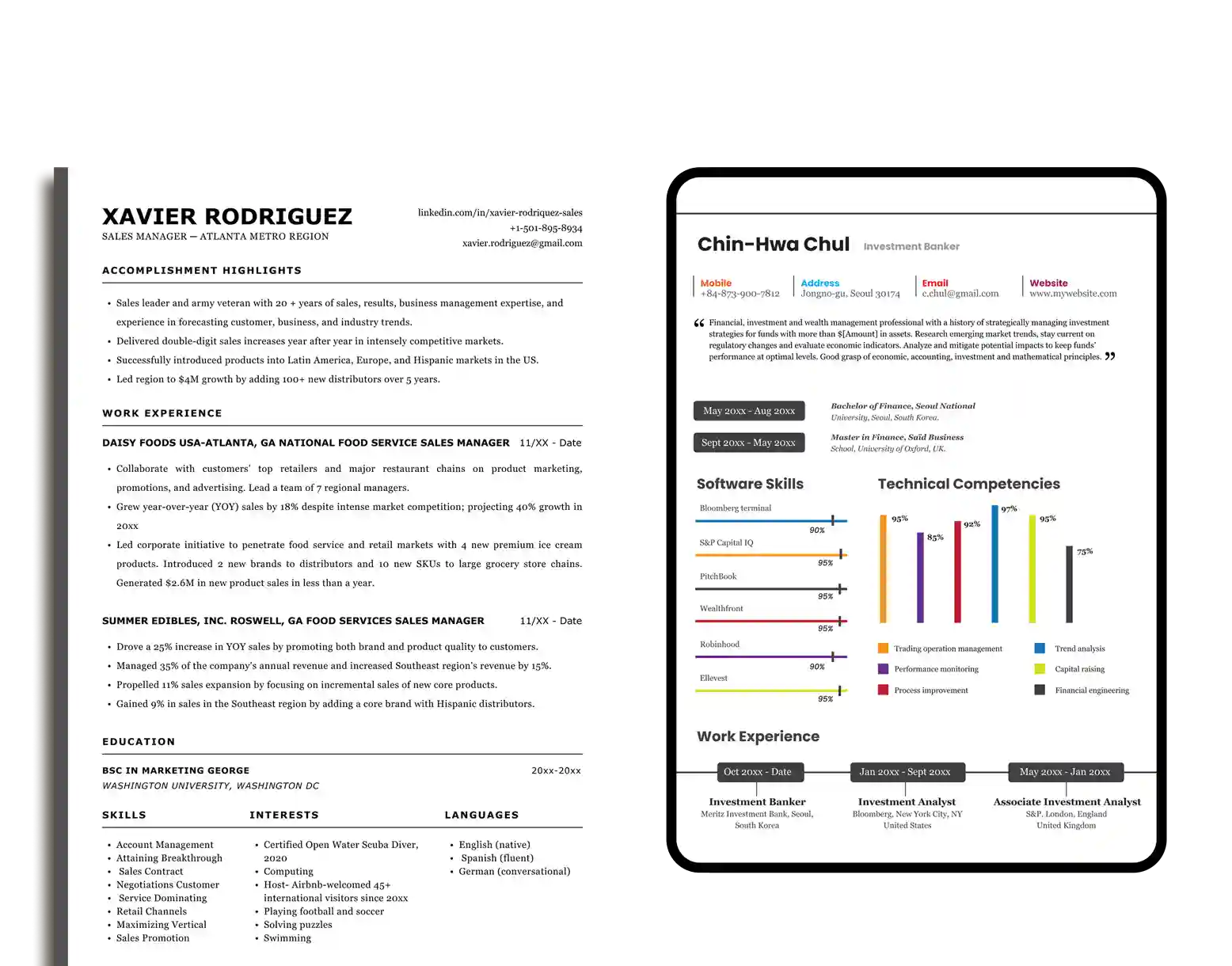 Image of 2 resume templates