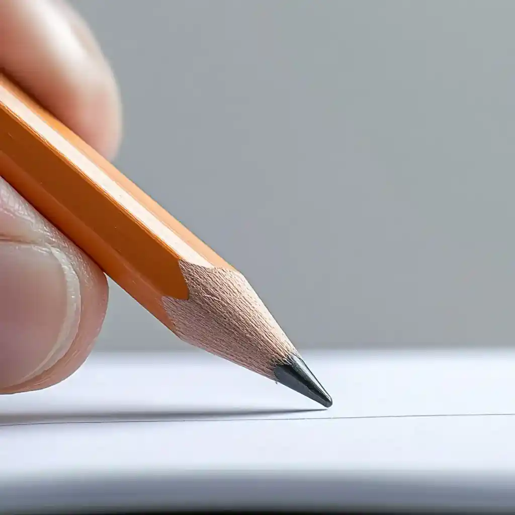 Image of a person writing with brownish-yellow pencil