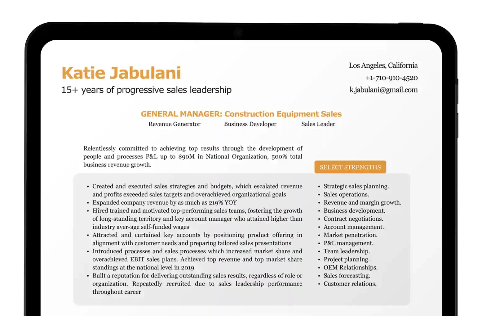 Image of management resume