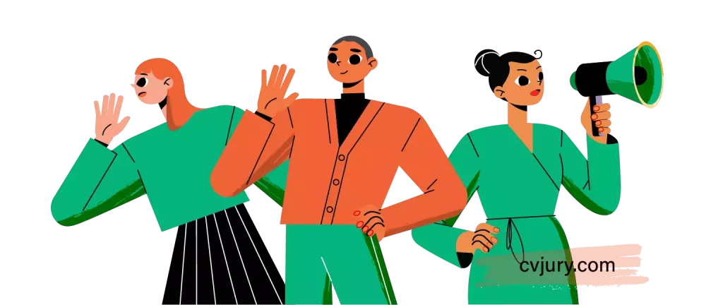 Three cartoon characters in green and orange dress