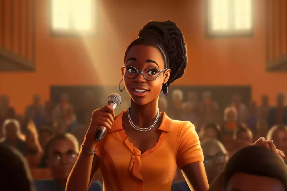 An african lady asking a question in a class